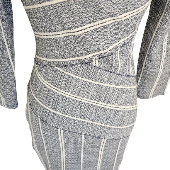 Maeve Anthropologie Blue White Stripe Long Sleeve Dress Sz XS - Picture 6 of 10